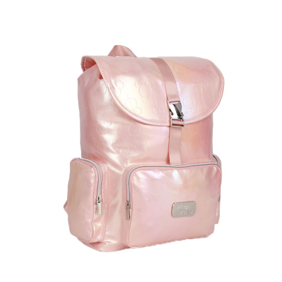 Official Disney Mickey Mouse Backpack - Pearlized Pink W/ Silver Hardware & Embossed Design | Chic Glam Style best