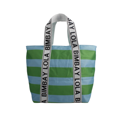 JDM67--Chic BimbaY Lola Striped Tote Bag With Branded Handles