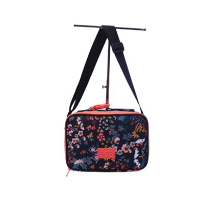 JDM84--Floral - Patterned Crossbody Insulated Lunch Bag With Contrast Trim